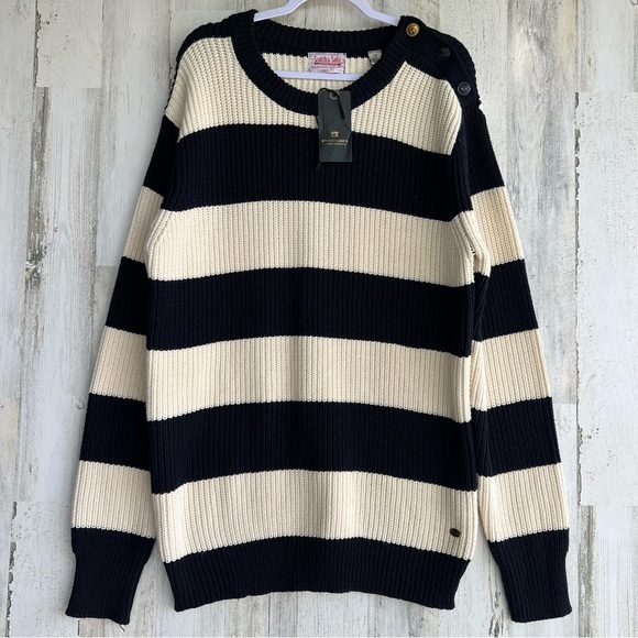 Scotch & Soda Sweater Womens‎ 2XL Amsterdam Couture Knit Blue White Stripes LS - Picture 1 of 15